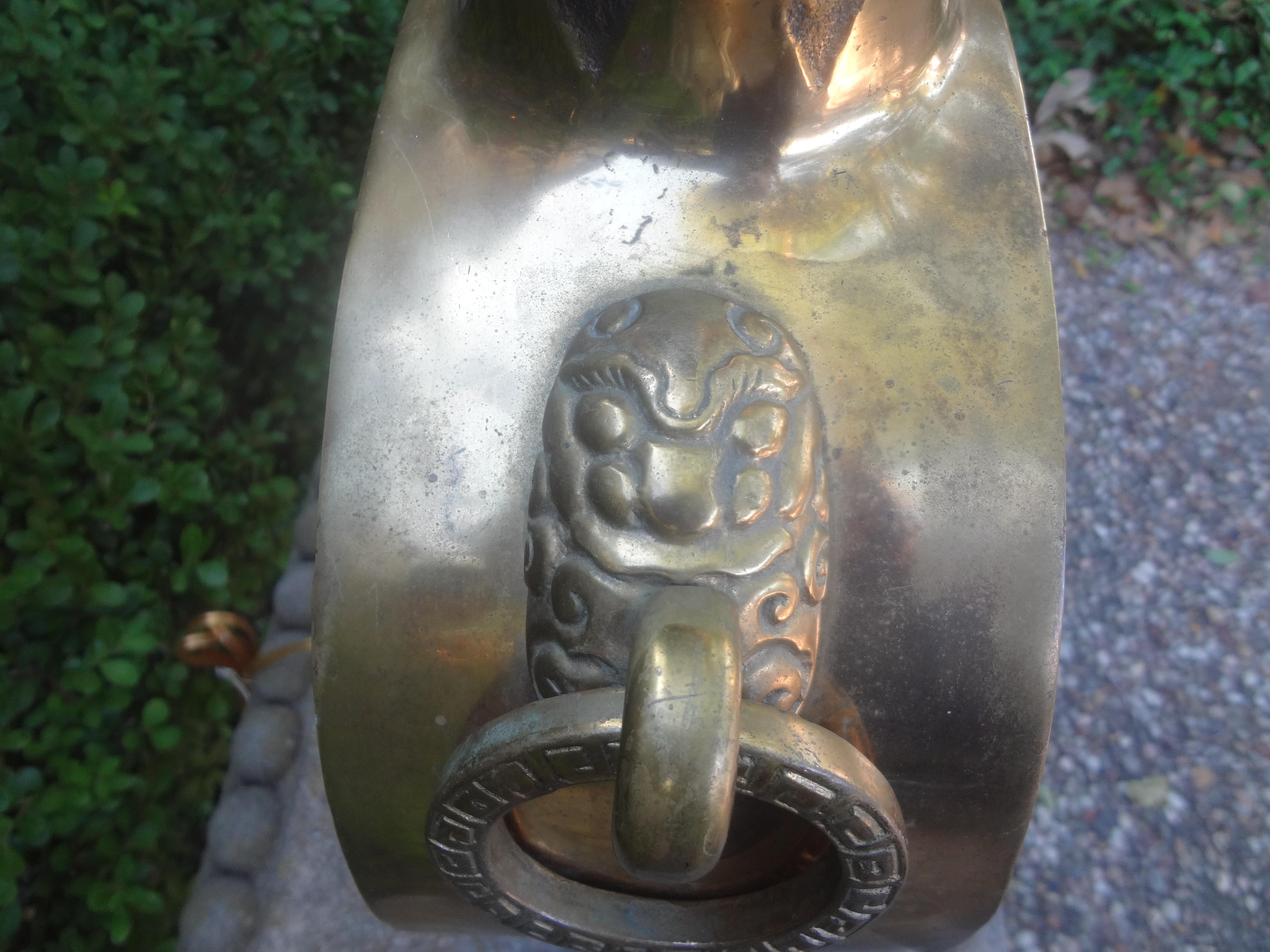Pair of Chinese Modern Brass Lamps For Sale 4