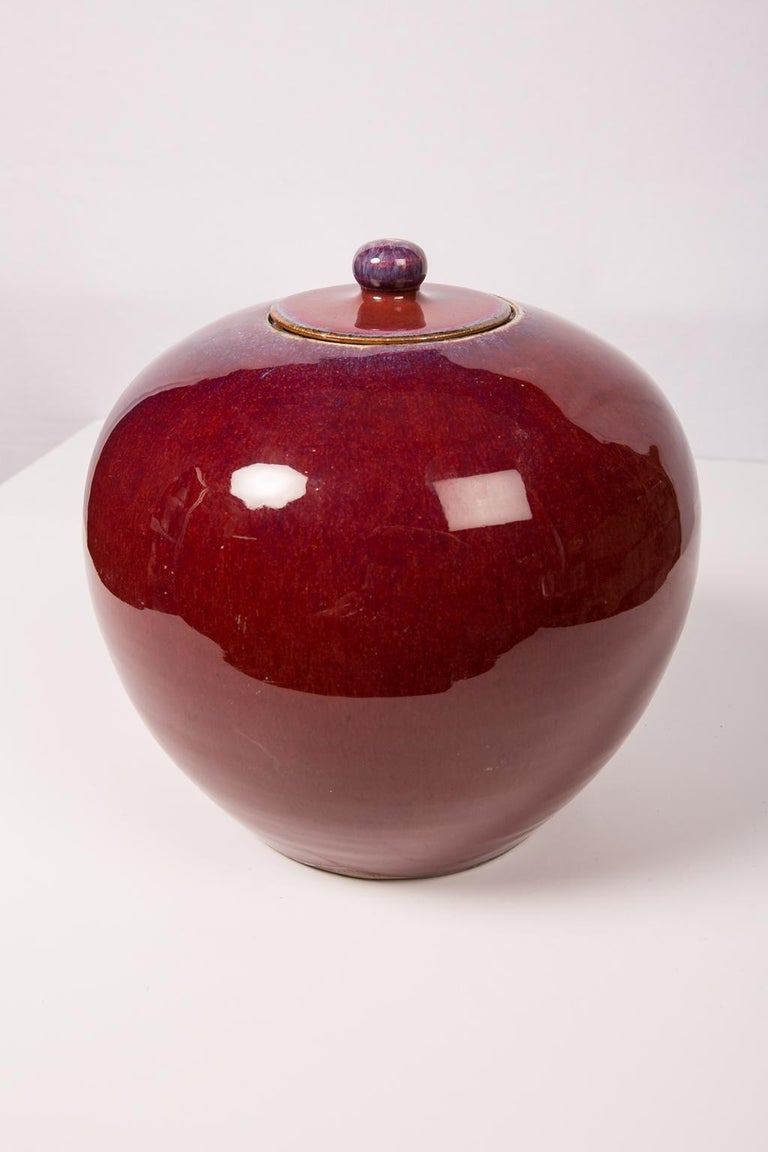 Pair of Chinese Monochrome Red Ginger Jars For Sale at 1stdibs