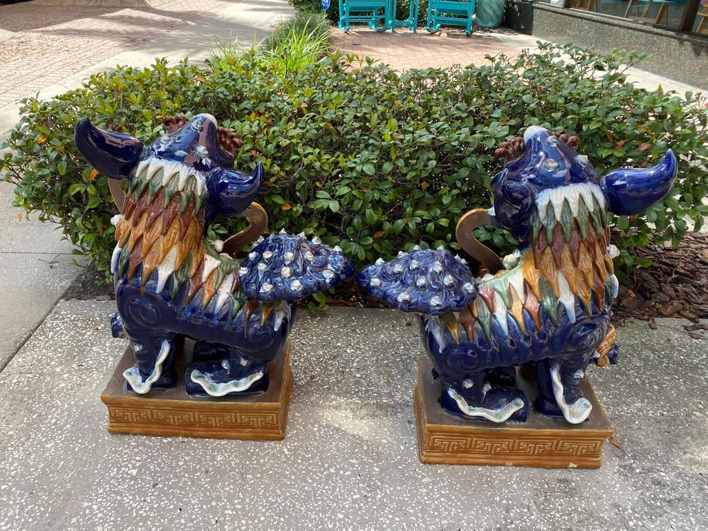 Mid-20th Century Pair of Chinese Monumental Foo Dogs
