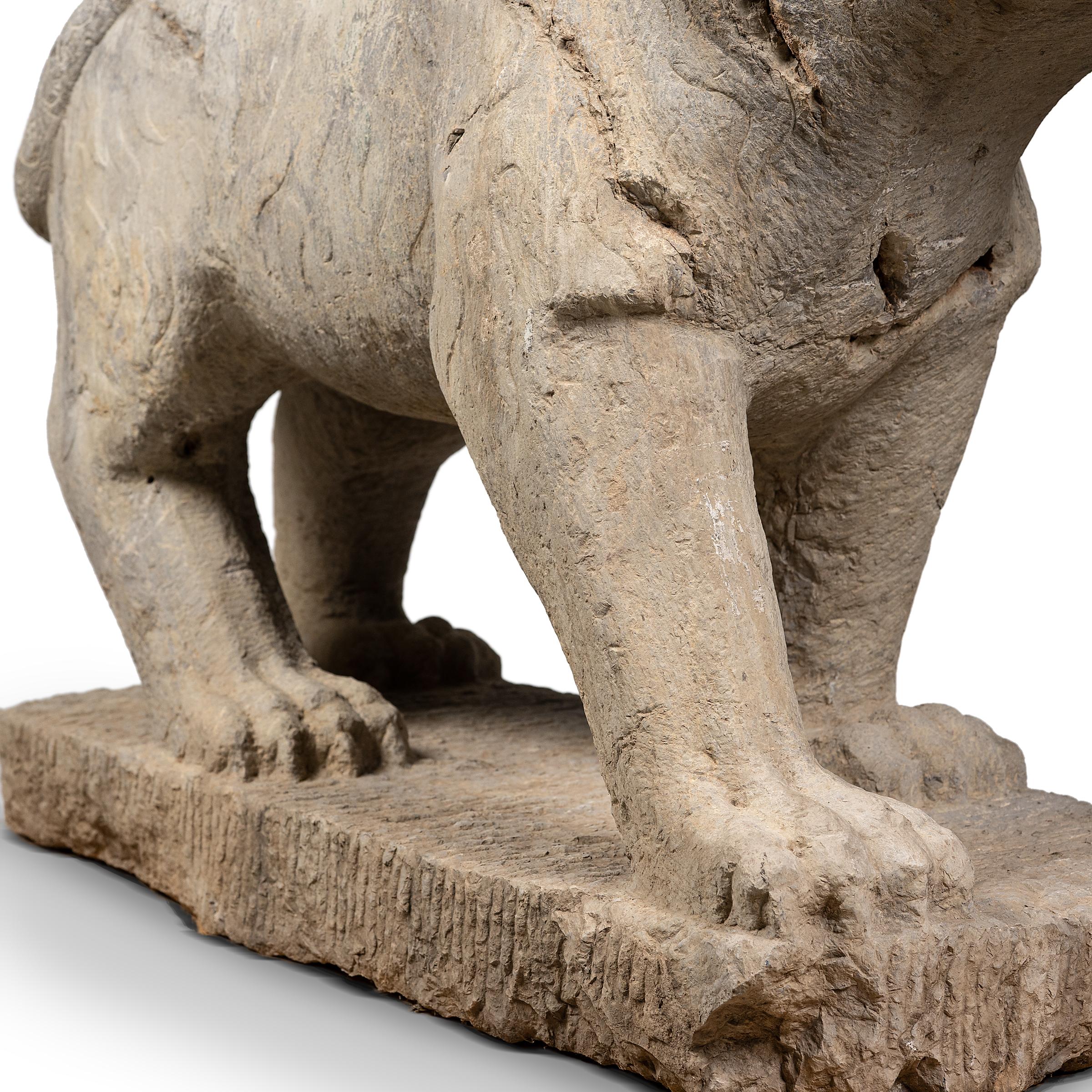 Pair of Monumental Chinese Stone Spirit Way Tigers, c. 1850 For Sale 9