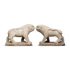 Pair of Monumental Chinese Stone Spirit Way Tigers, c. 1850