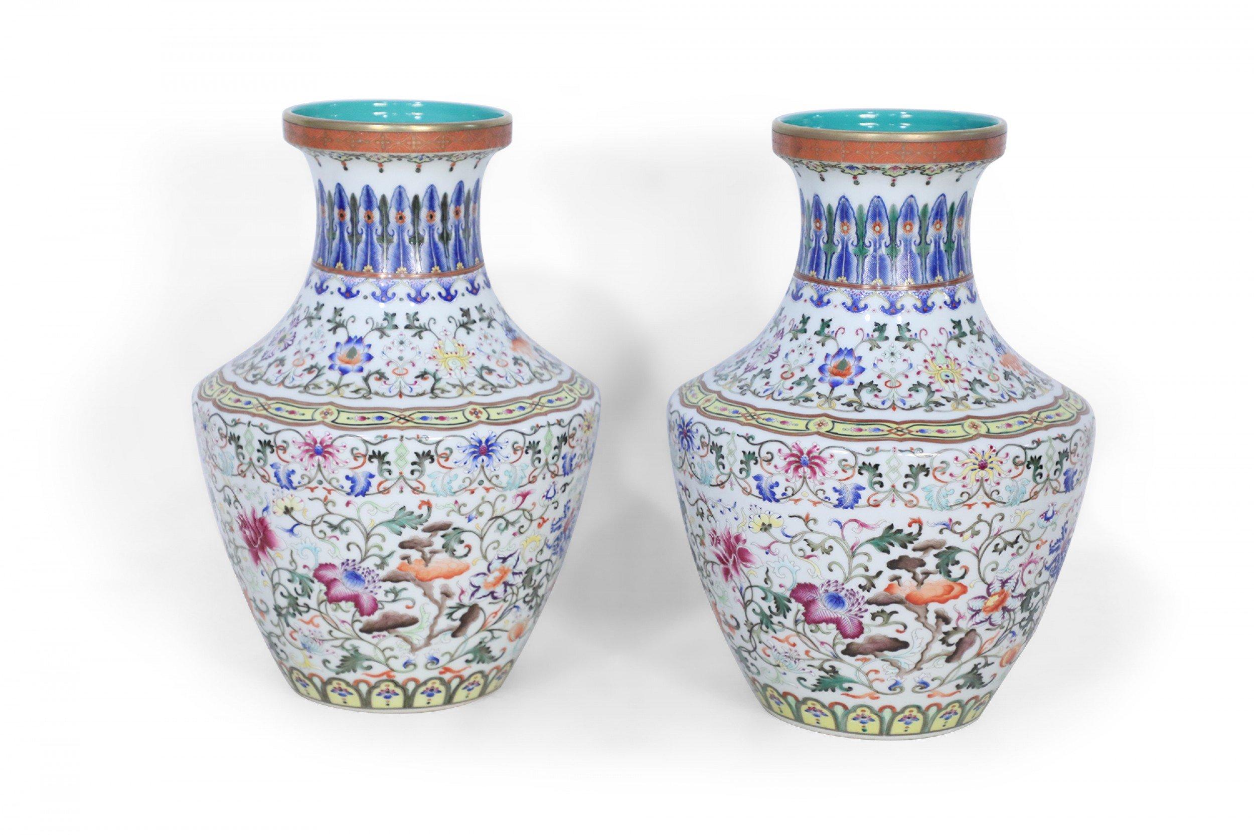 Pair of Chinese Multi-Color Pattern Porcelain Vases 2