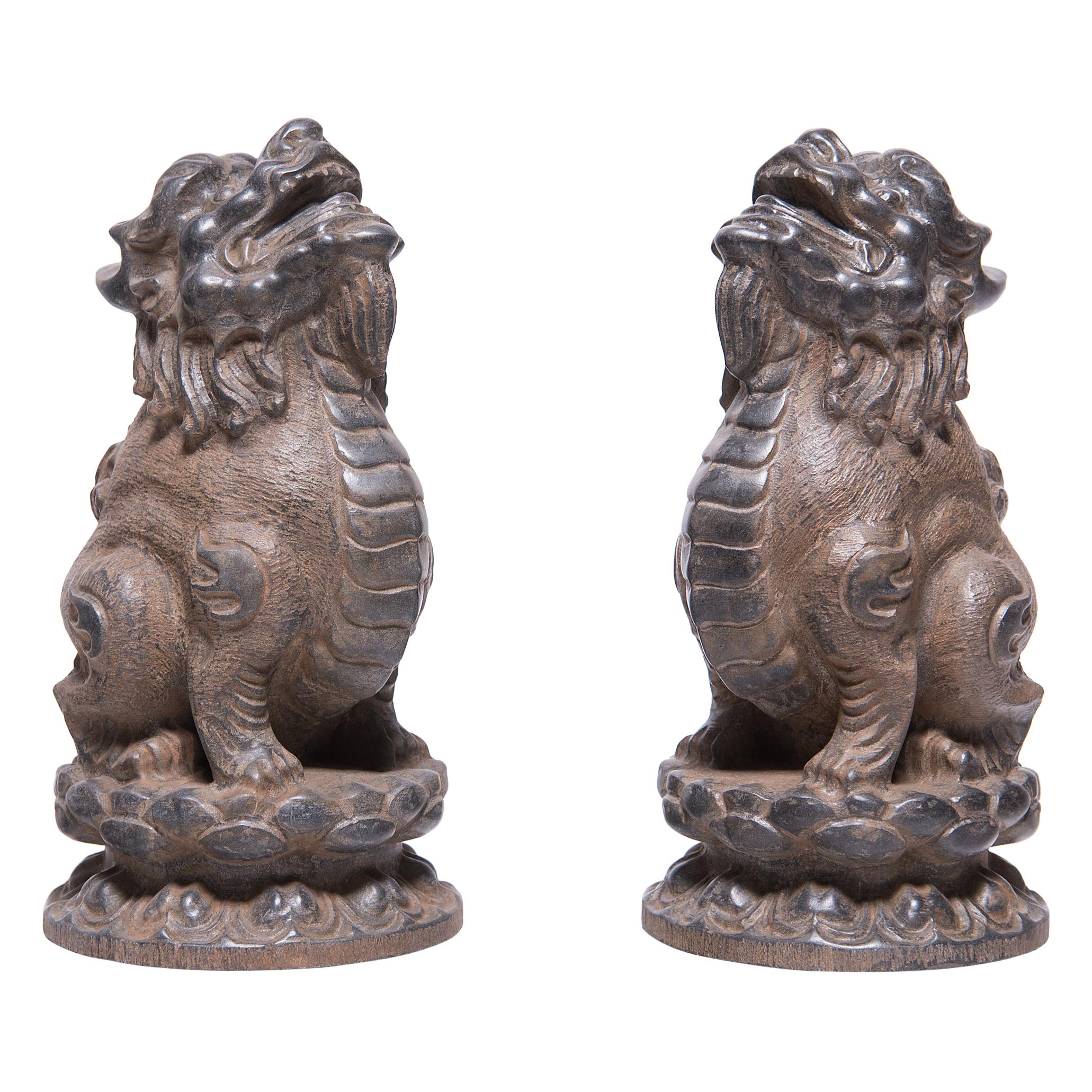Pair of Chinese Mythical Guardian Stone Charms