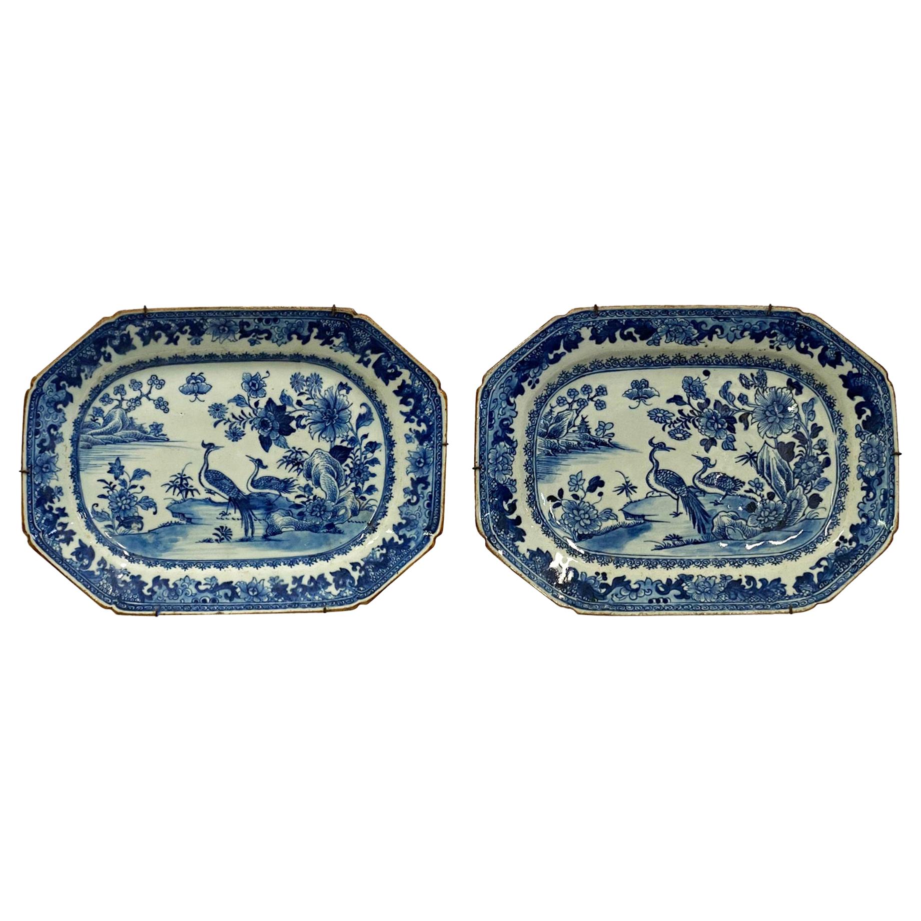 Pair of Chinese Nanking Blue and White Platers, 18th Century