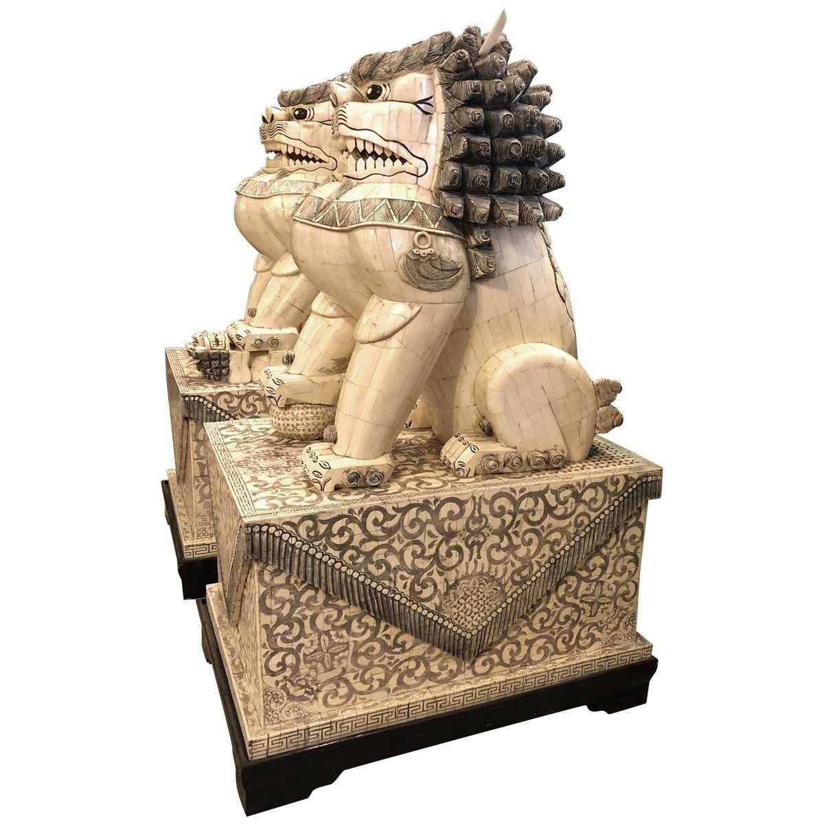 Palace oversized Fu dogs.
One of the world's oldest traditions, Chinese art spans thousands of years and numerous eras. Traditionally, Chinese art and décor is defined by a decorative, yet seemingly understated quality done using earth tones and a