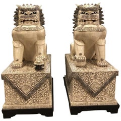 Pair of Chinese Oversized Fu Dogs, 20th Century