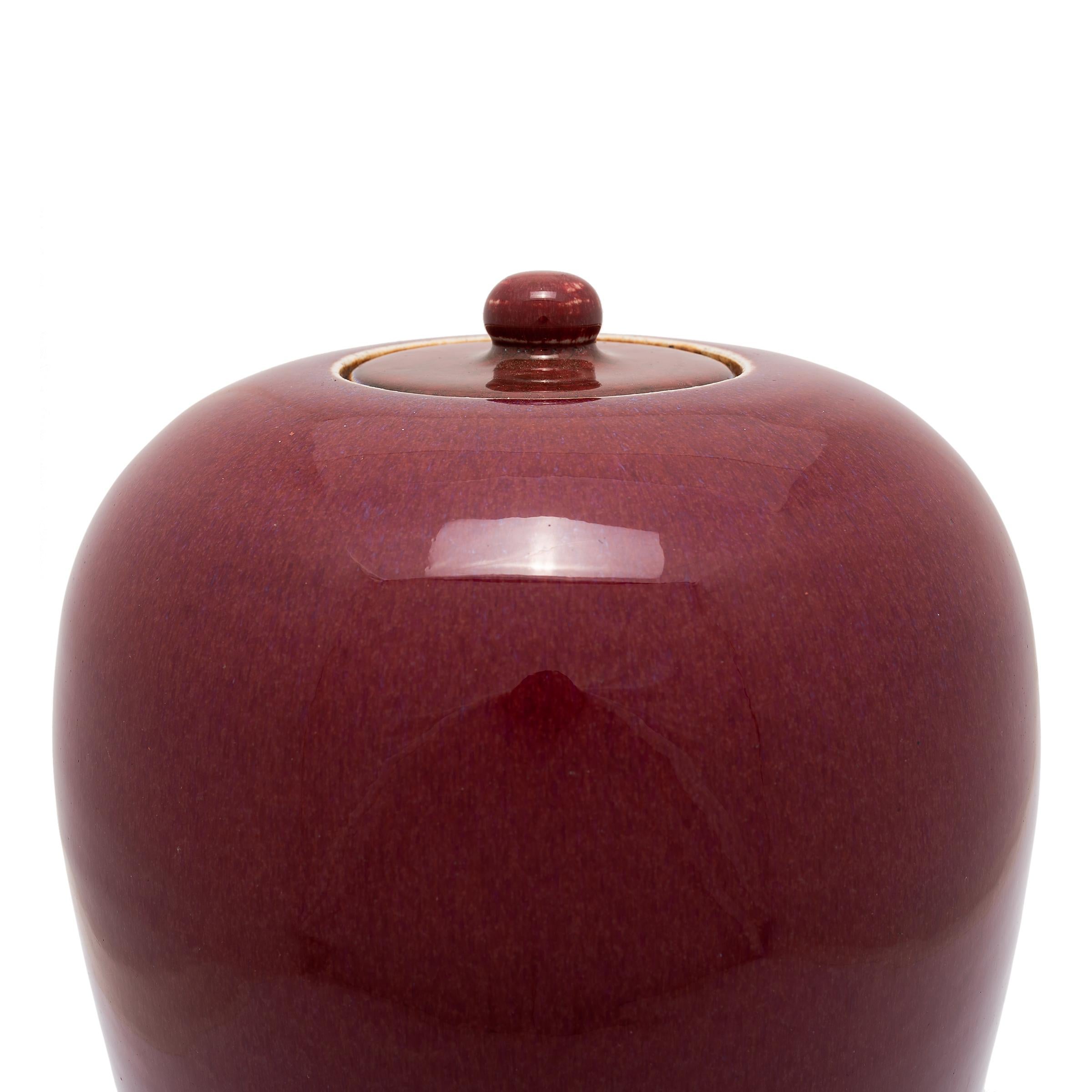 Porcelain Pair of Chinese Oxblood Ginger Jars, c. 1850