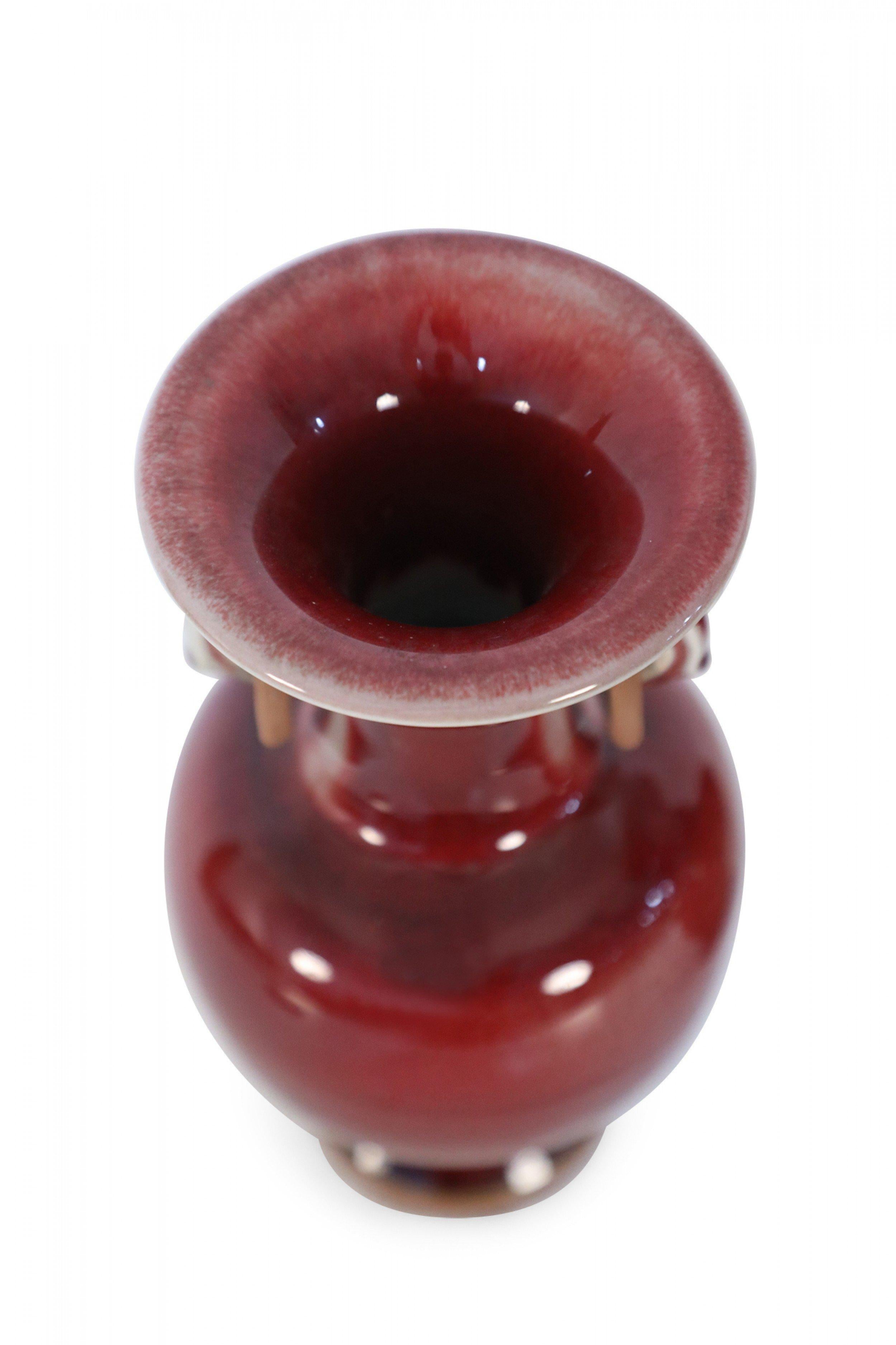 Pair of Chinese Oxblood Red Fluted Vases For Sale 4