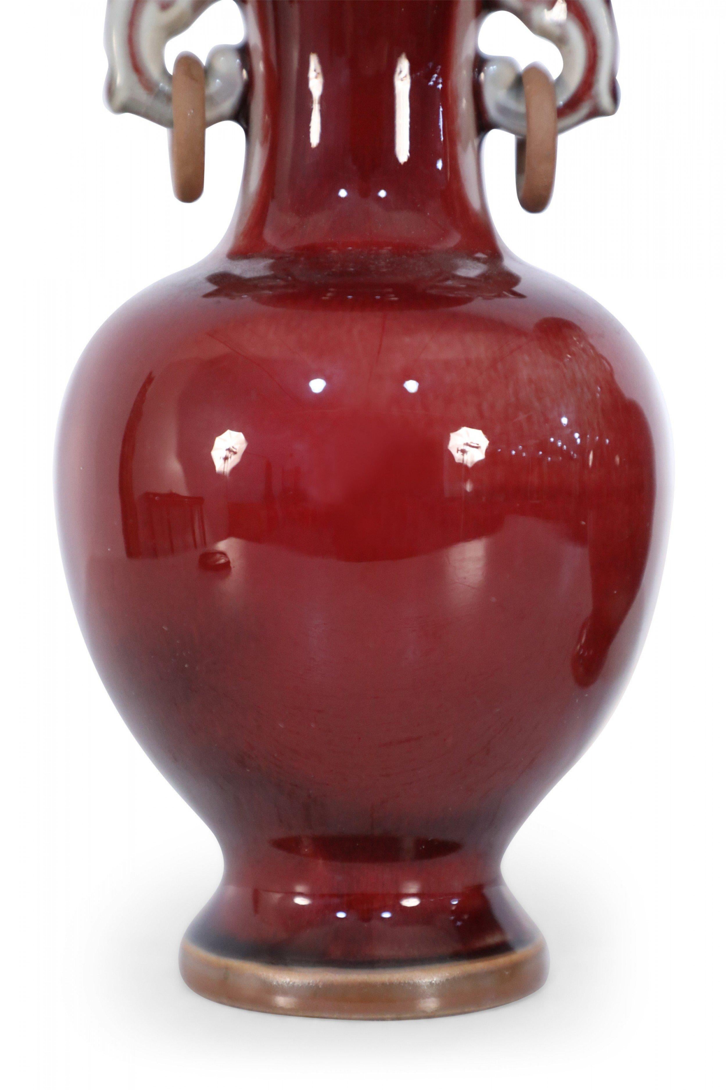 Pair of Chinese Oxblood Red Fluted Vases For Sale 6