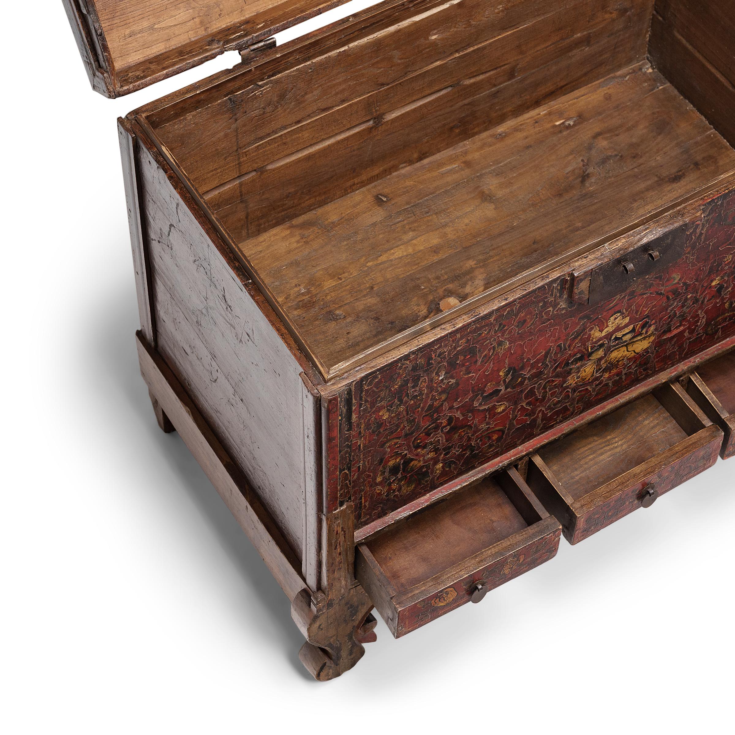Pair of Chinese Oxblood Red Harmony Trunks, c. 1800 1