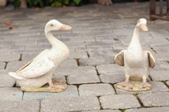 Pair of American Early 20th Century Painted and Carved Wooden Duck Sculptures