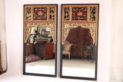 Pair of Chinese Painted and Gilt Decorated Mirrors