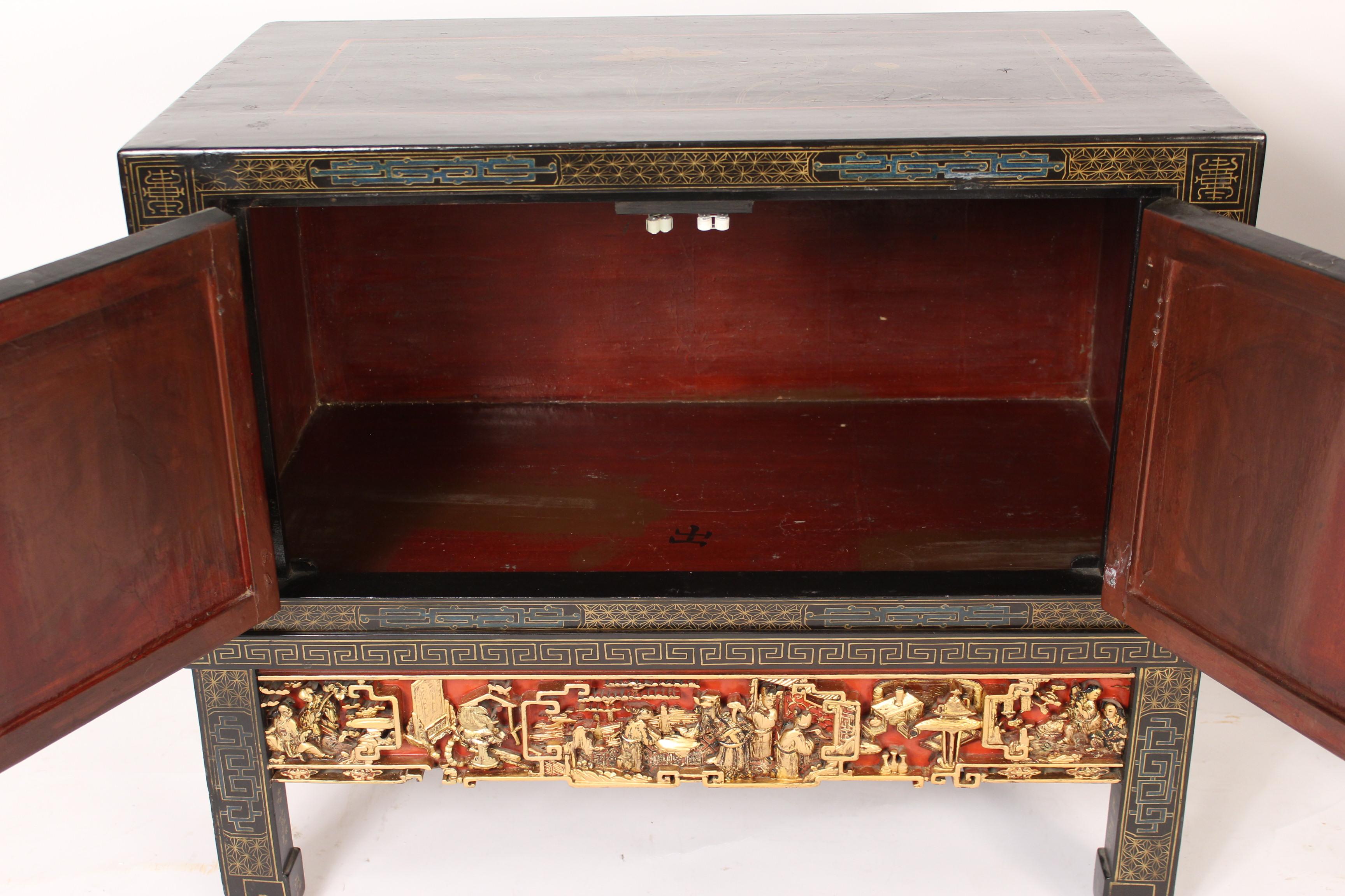 Pair of Chinese Painted Cabinets on Stands 1