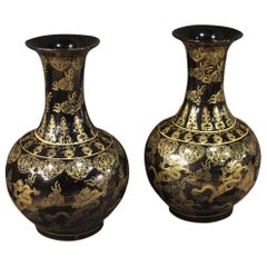Pair of Chinese Painted Ceramic Vases, 20th Century