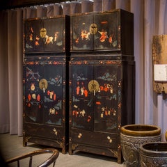 Pair of Chinese Painted Compound Cabinets, Late Ming Dynasty