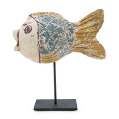 Pair of Chinese Painted Lucky Fish Sculptures