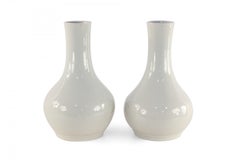 Pareja de jarrones chinos de porcelana esmaltada gris pálido