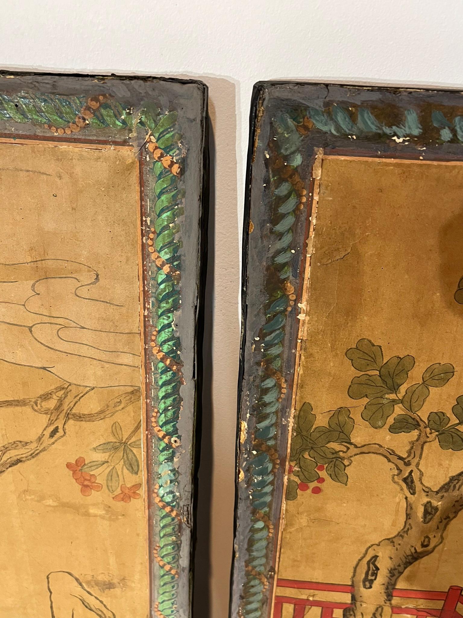 Pair of Chinese Panels Painted on Paper Second Part, 19th Century 7