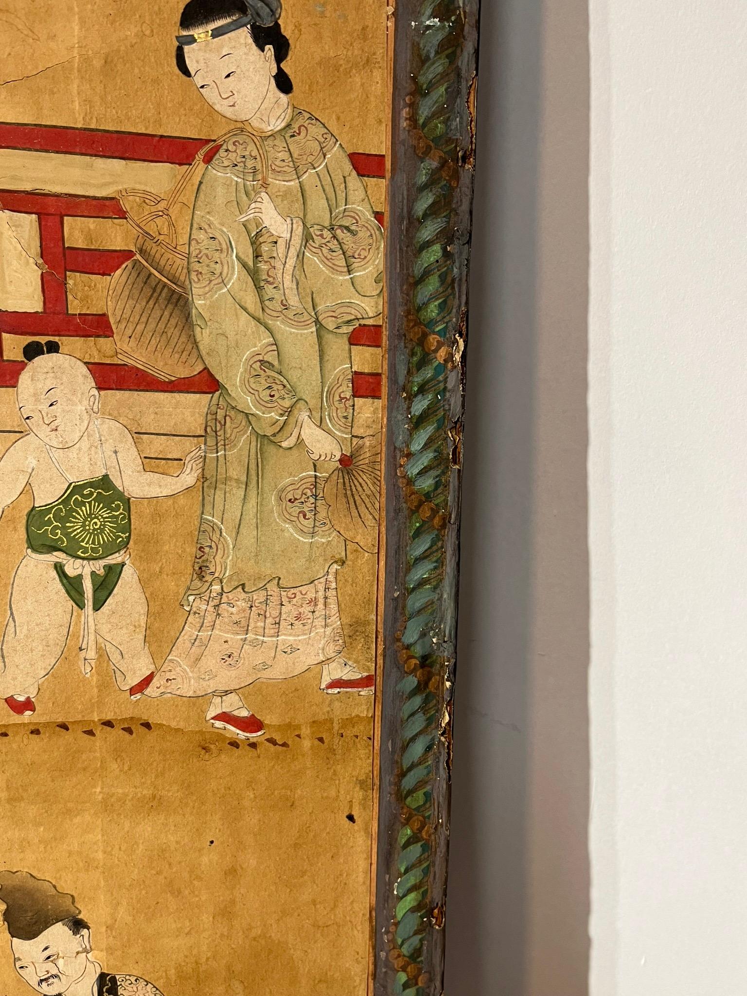 Pair of Chinese Panels Painted on Paper Second Part, 19th Century 9