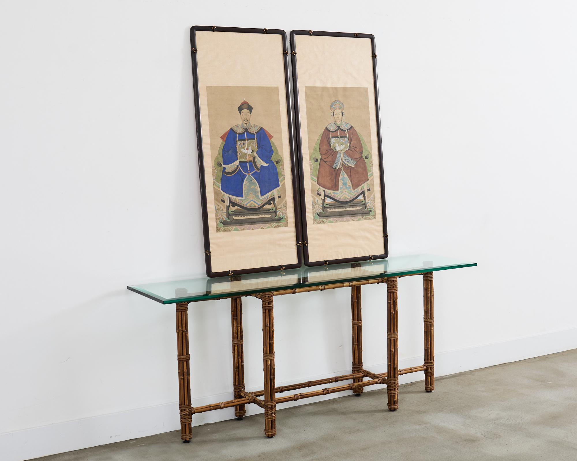 Pair of Chinese Patriarch Matriarch Ancestral Portraits For Sale 9