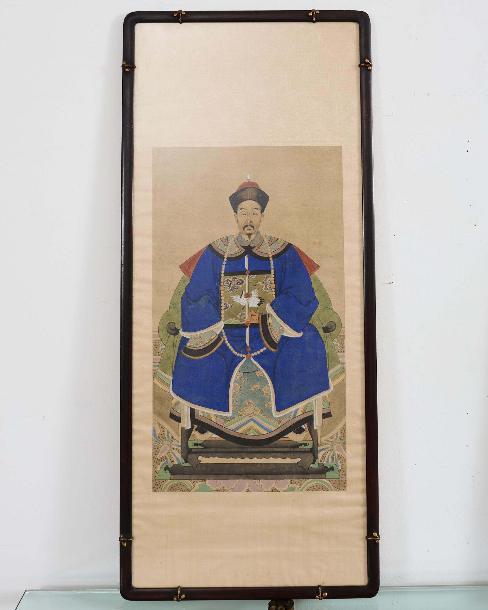 Chinese Export Pair of Chinese Patriarch Matriarch Ancestral Portraits For Sale