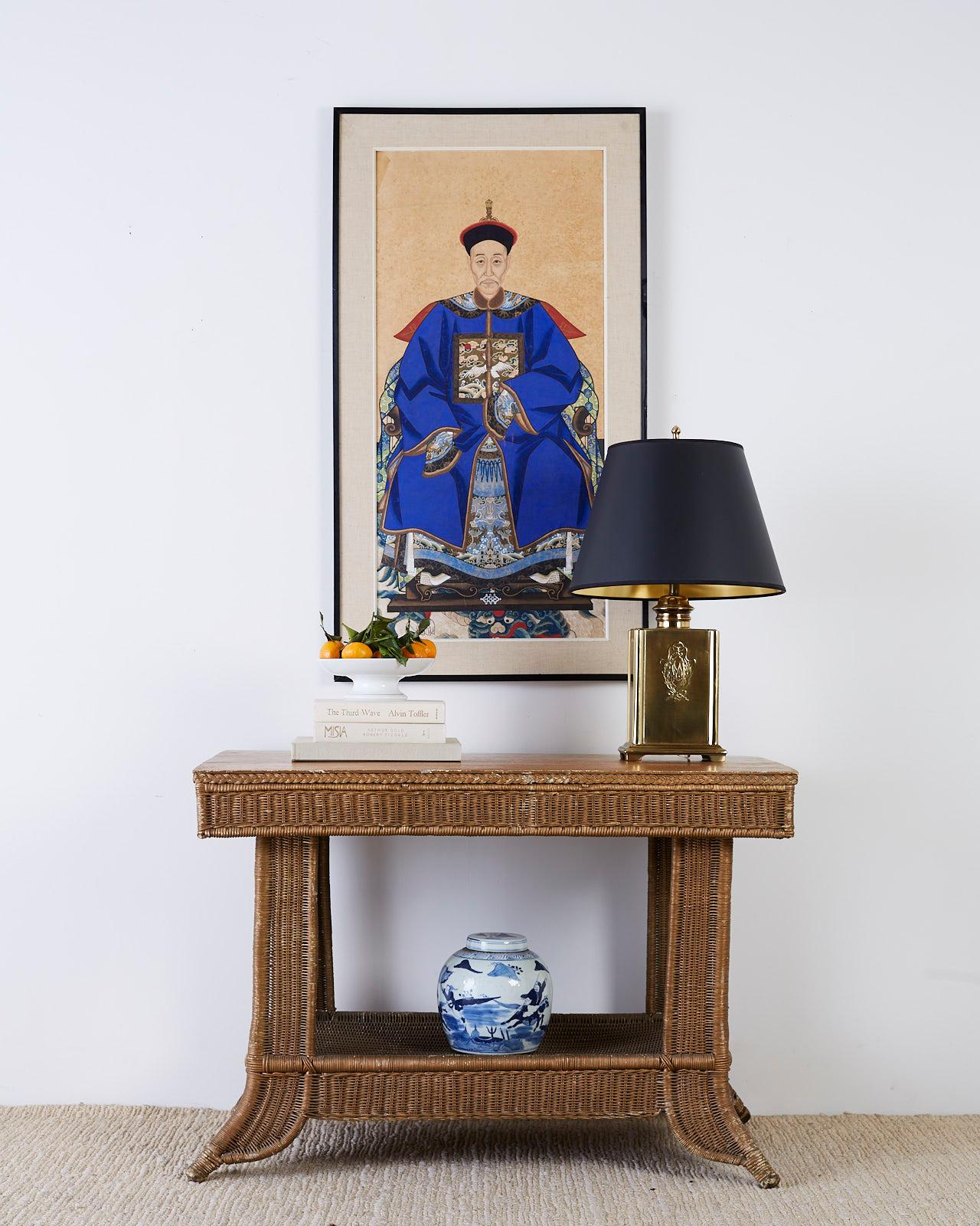 Pair of Chinese Patriarch Matriarch Ancestral Portraits In Good Condition In Rio Vista, CA