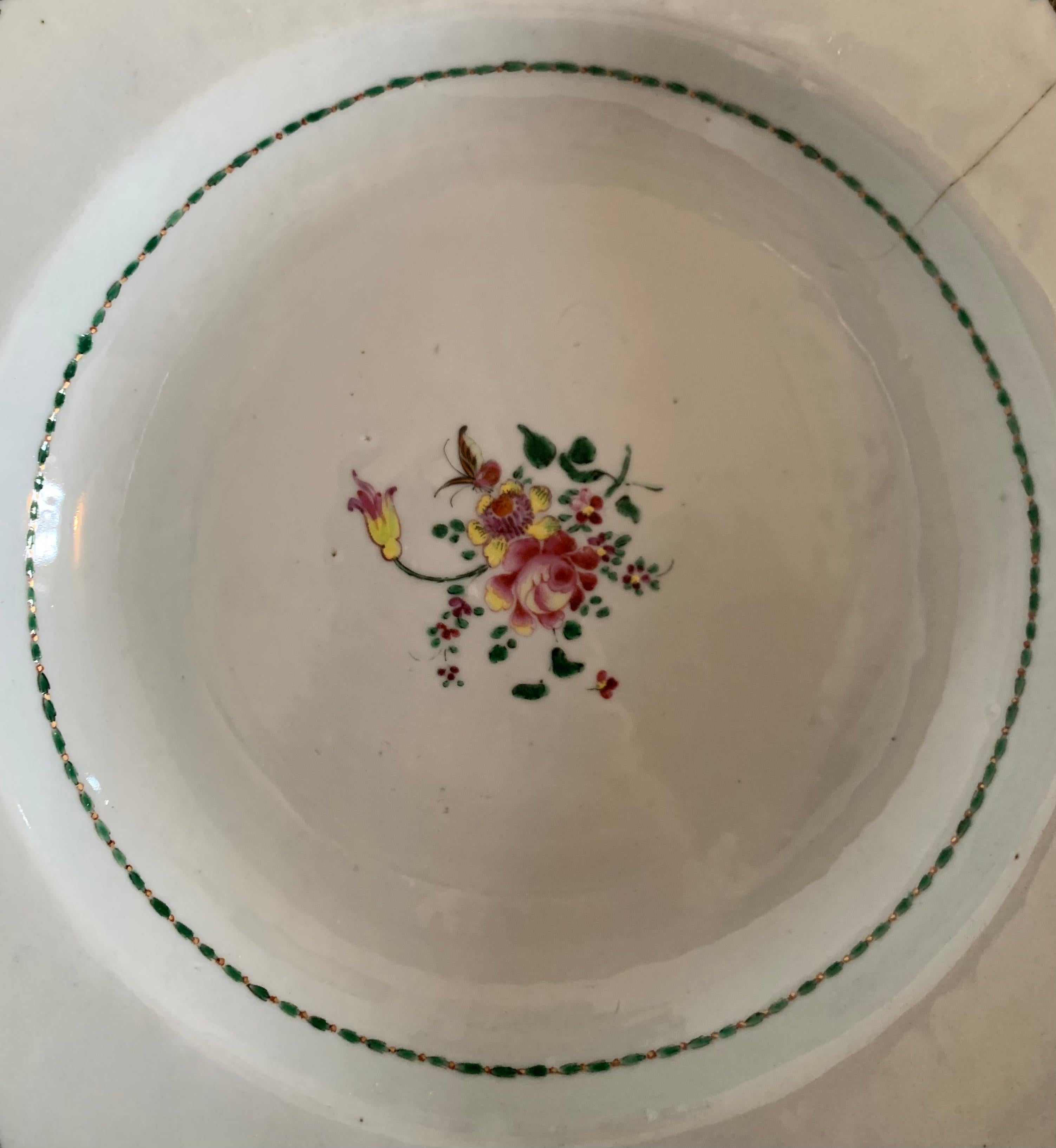 Pair of Chinese Plate India Compagny 18th Century In Good Condition For Sale In Beuzevillette, FR