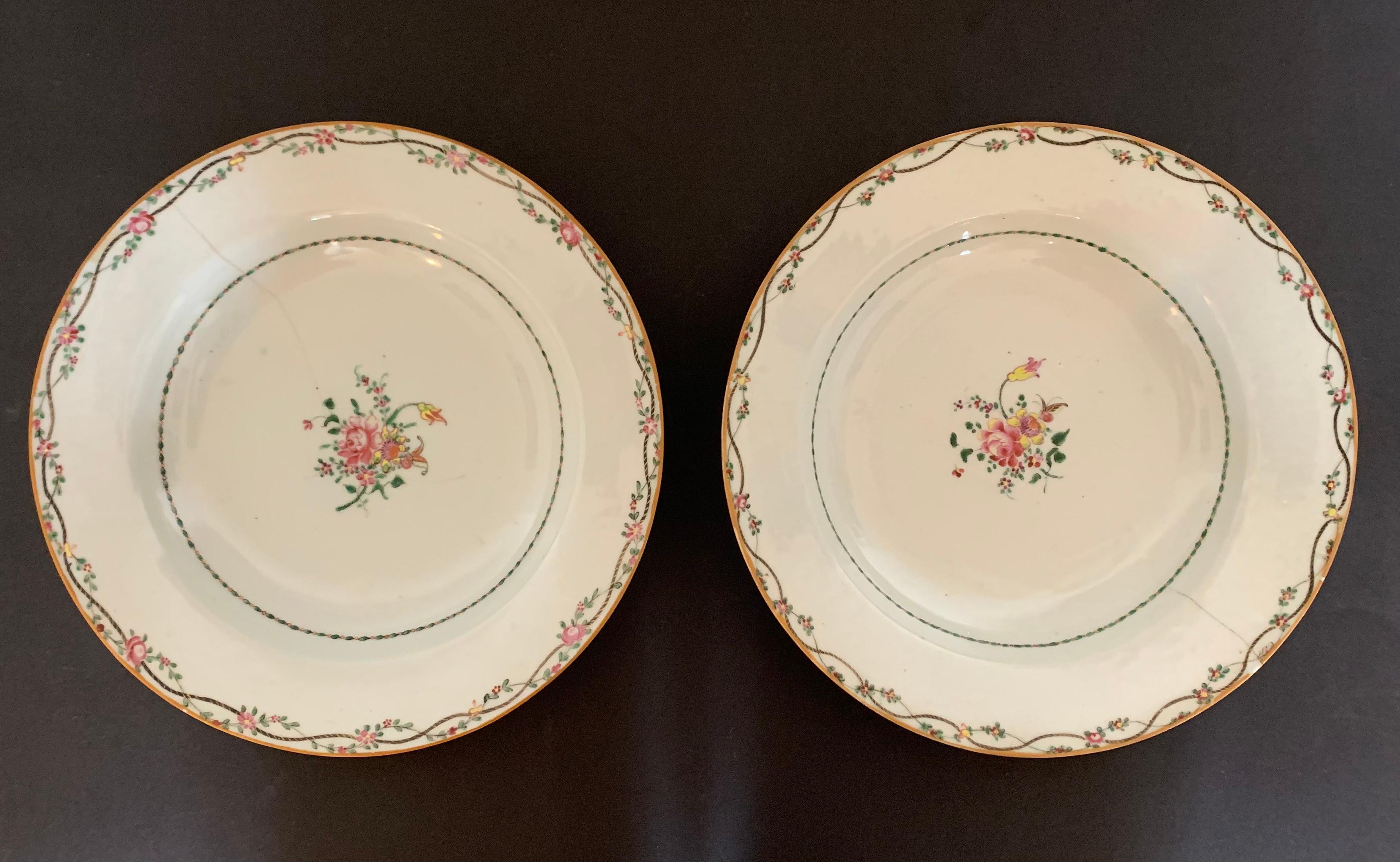 Pair of Chinese Plate India Compagny 18th Century For Sale 3