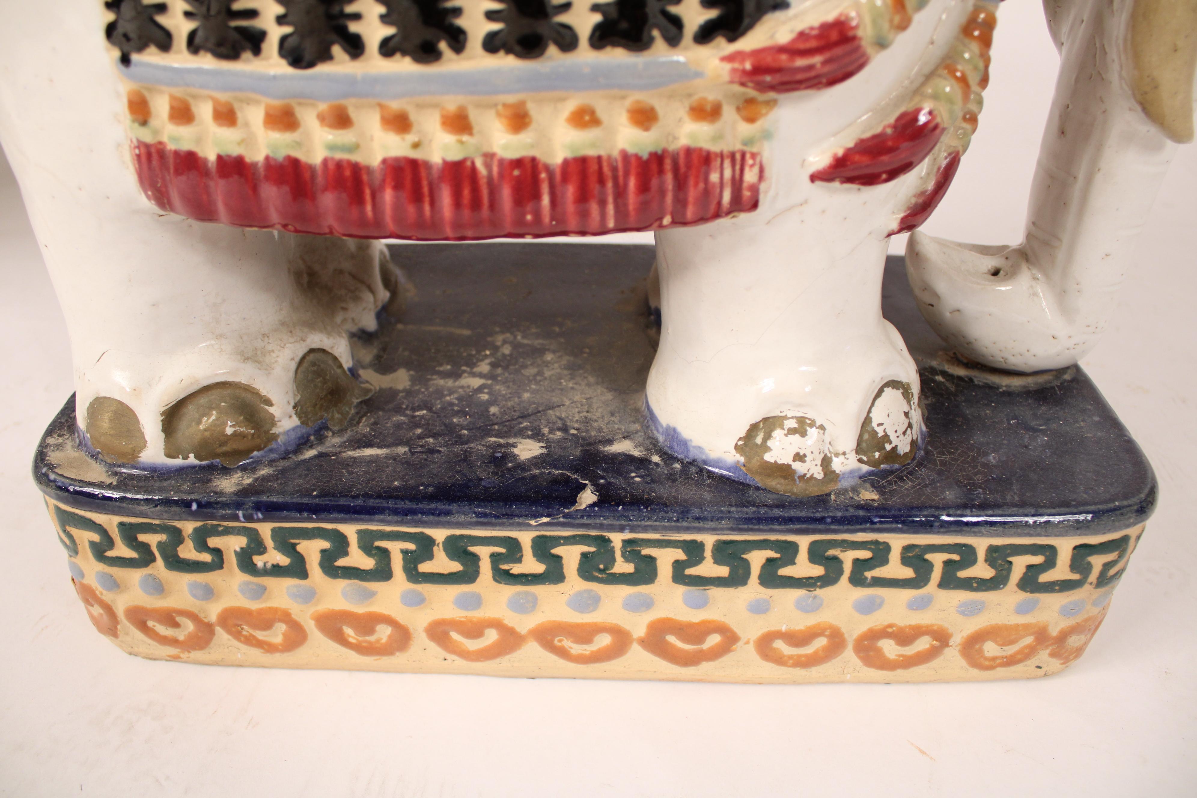 Pair of Chinese Polychrome decorated stoneware elephants Form Garden Seats 3