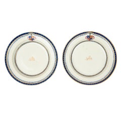 Pair of Chinese Porcelain Armorial Dessert Plates, Qianlong, circa 1790