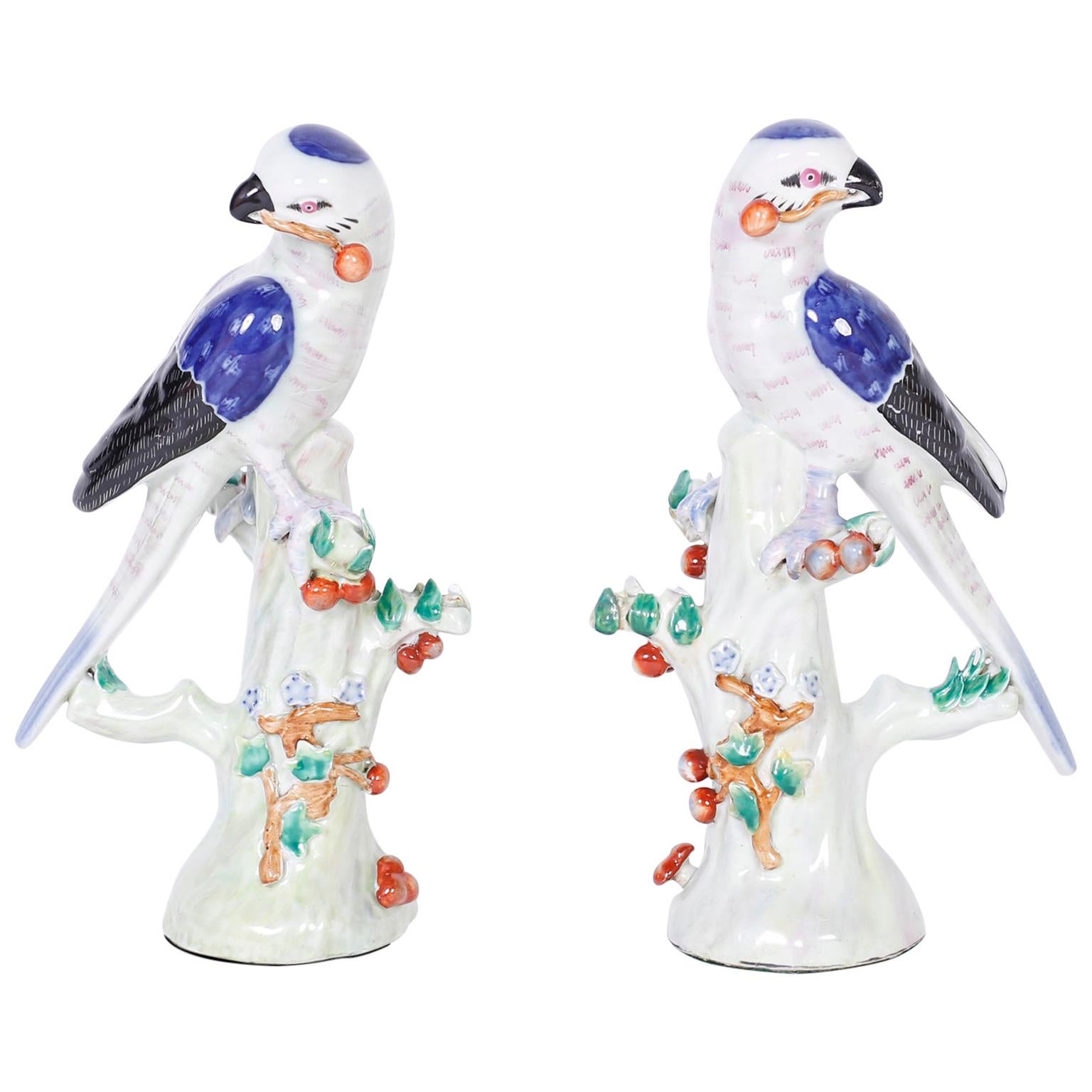 Pair of Chinese Porcelain Birds