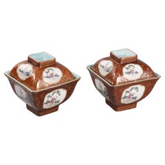 pair of Chinese porcelain cover bowls circa 1900
