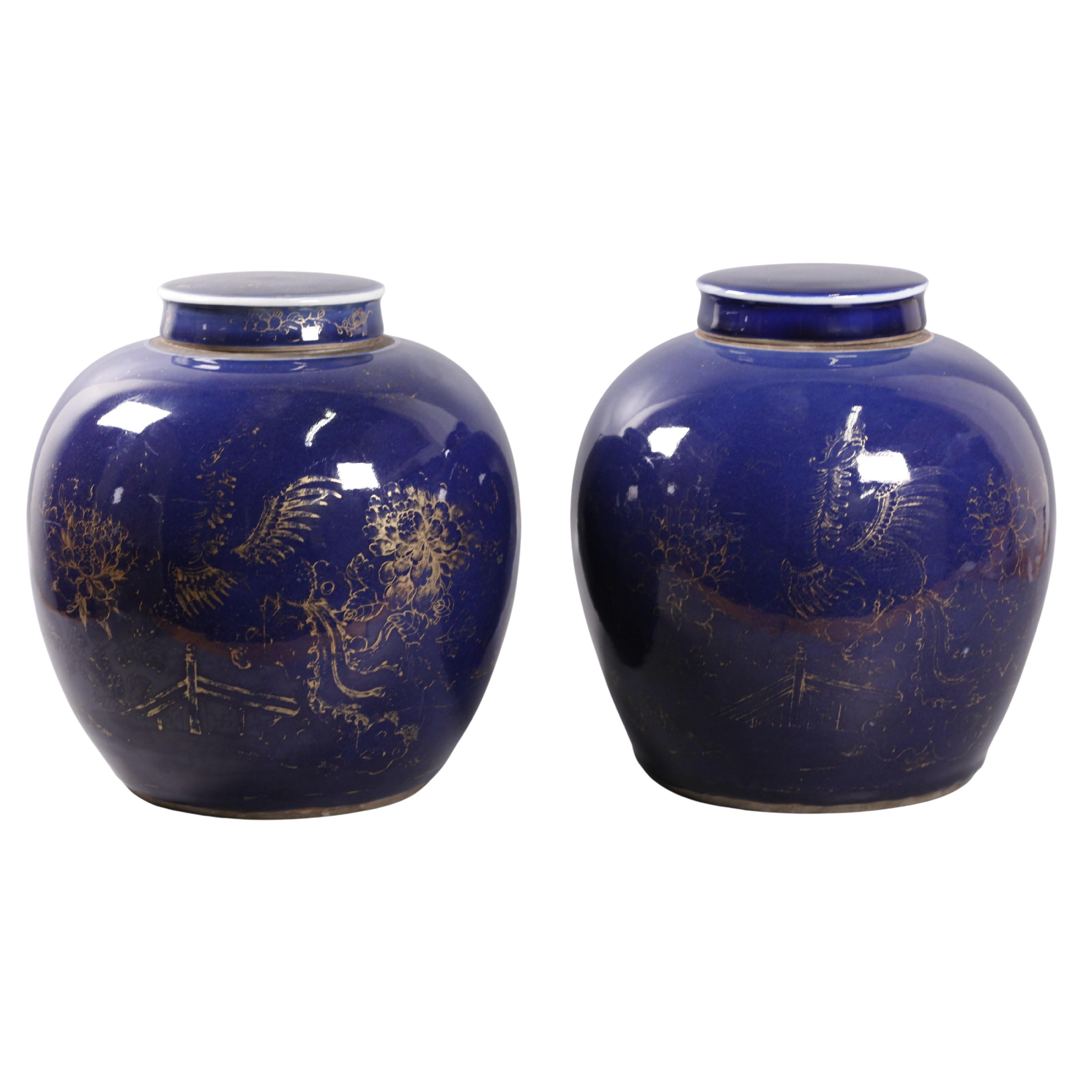 pair of Chinese porcelain cover jars, 18th c.