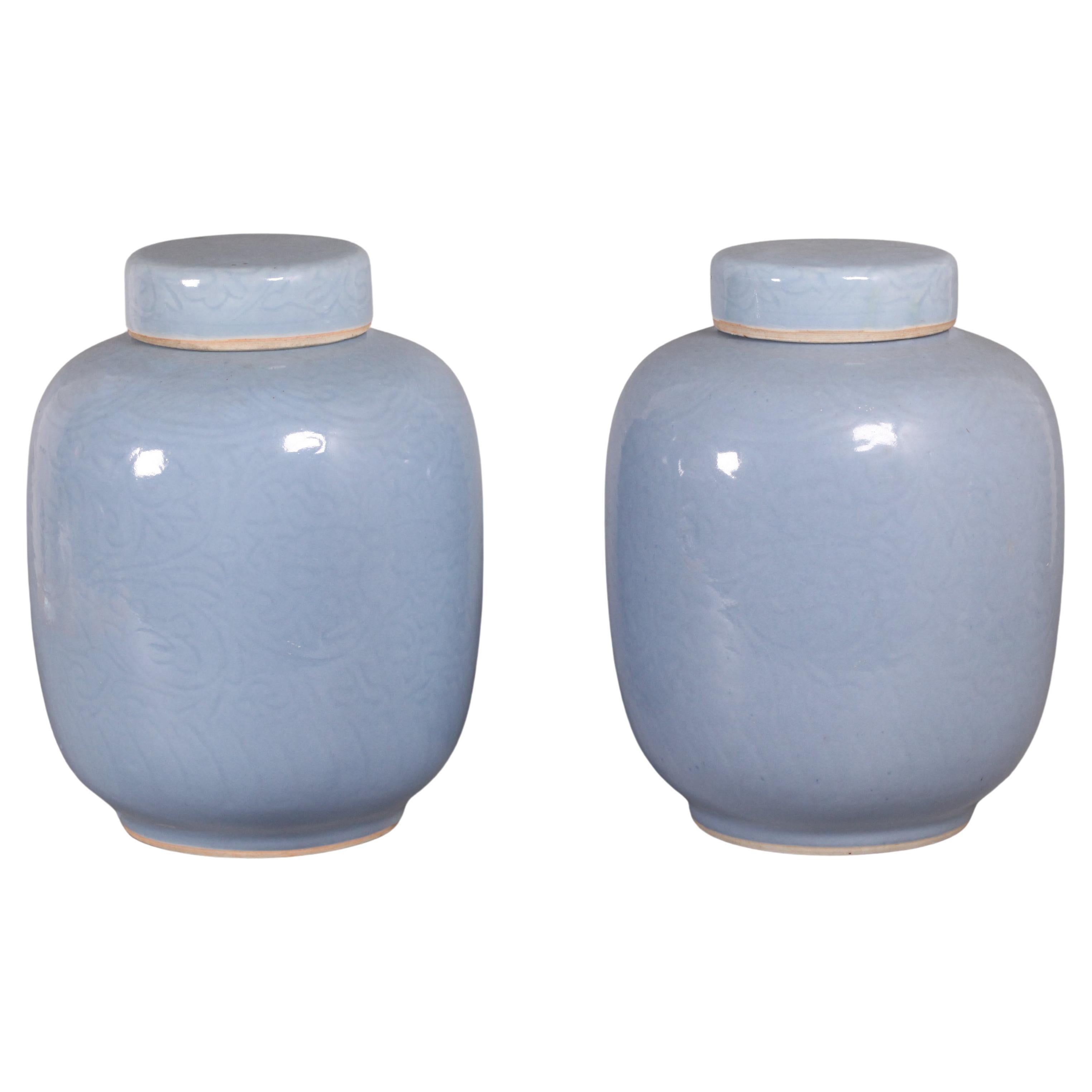 Pair of Chinese Porcelain Cover Jars, Republic Period