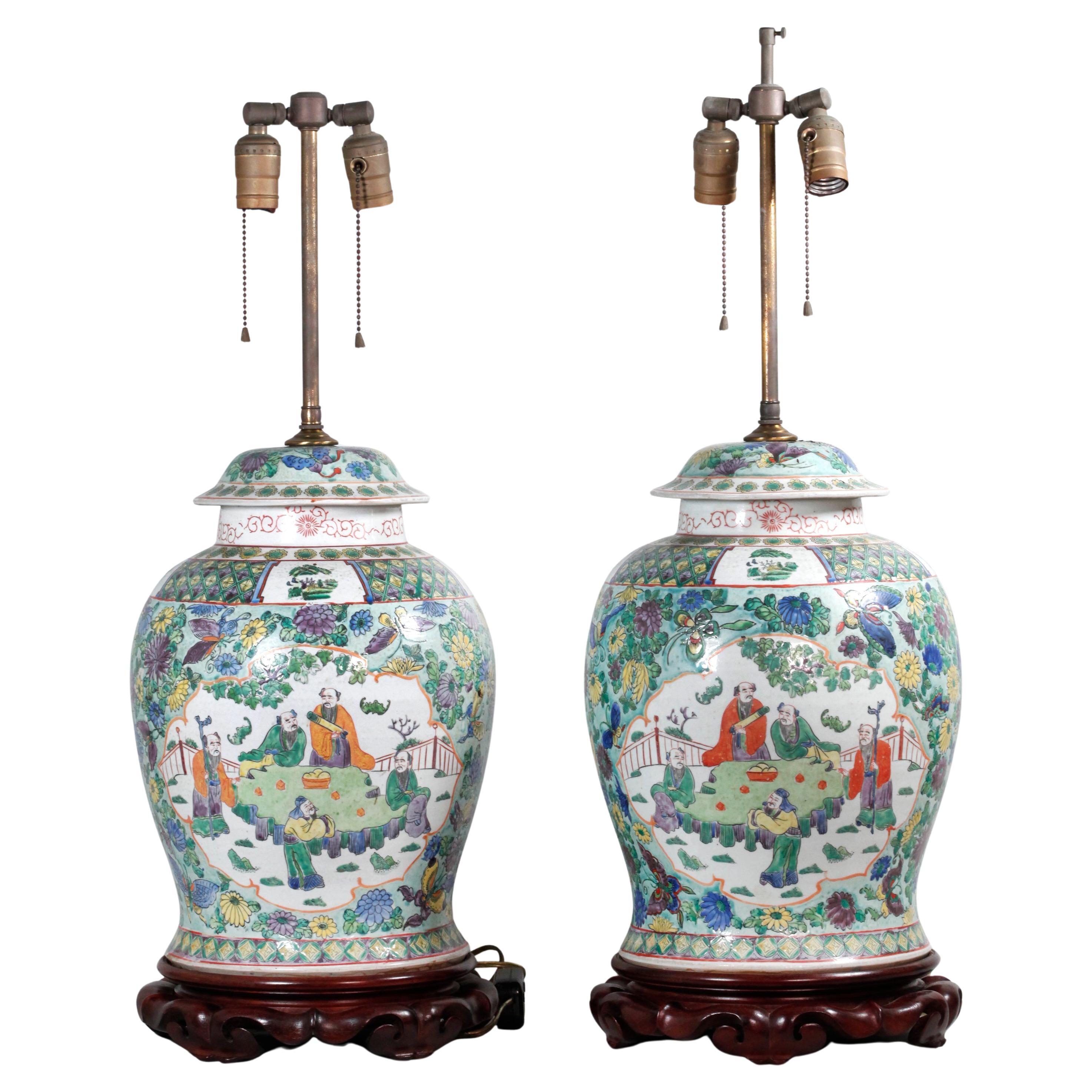 Pair of Chinese Porcelain Cover Jars