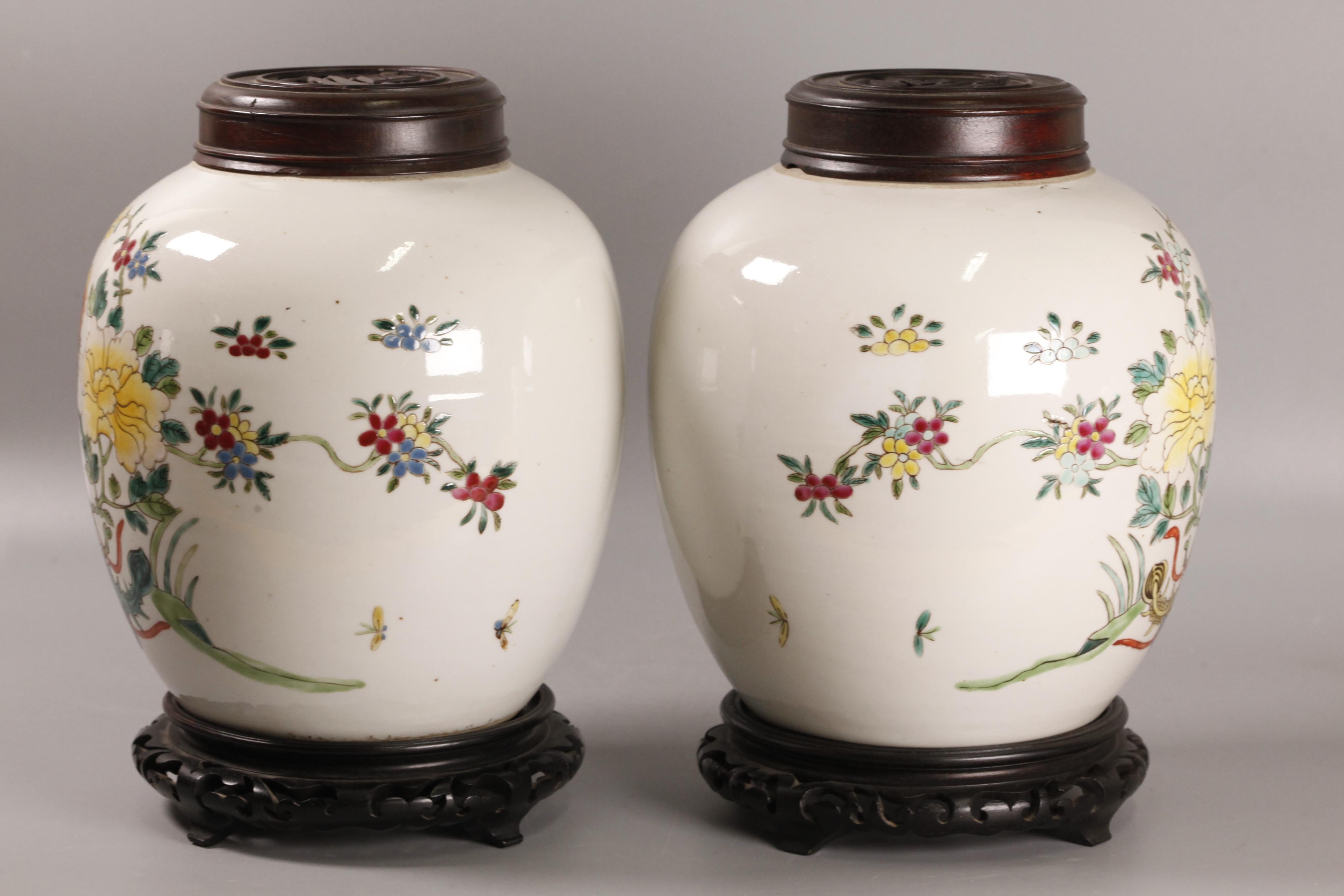 wooden bases shown in pictures are included with these items; multicolor phoenix motif; 8in(D) x 8in(W) x 9.25in(H) are the dimensions of each cover vase without the wooden base