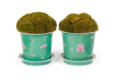 Pair of Chinese Porcelain Cylindrical Planters / Cachepots