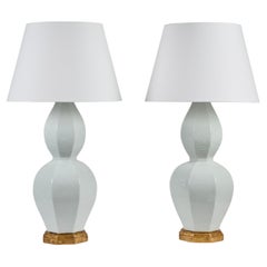 Pair of Chinese Porcelain Double Gourd Vases as Lamps