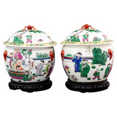 Pareja de jarras de porcelana china Famille Verte