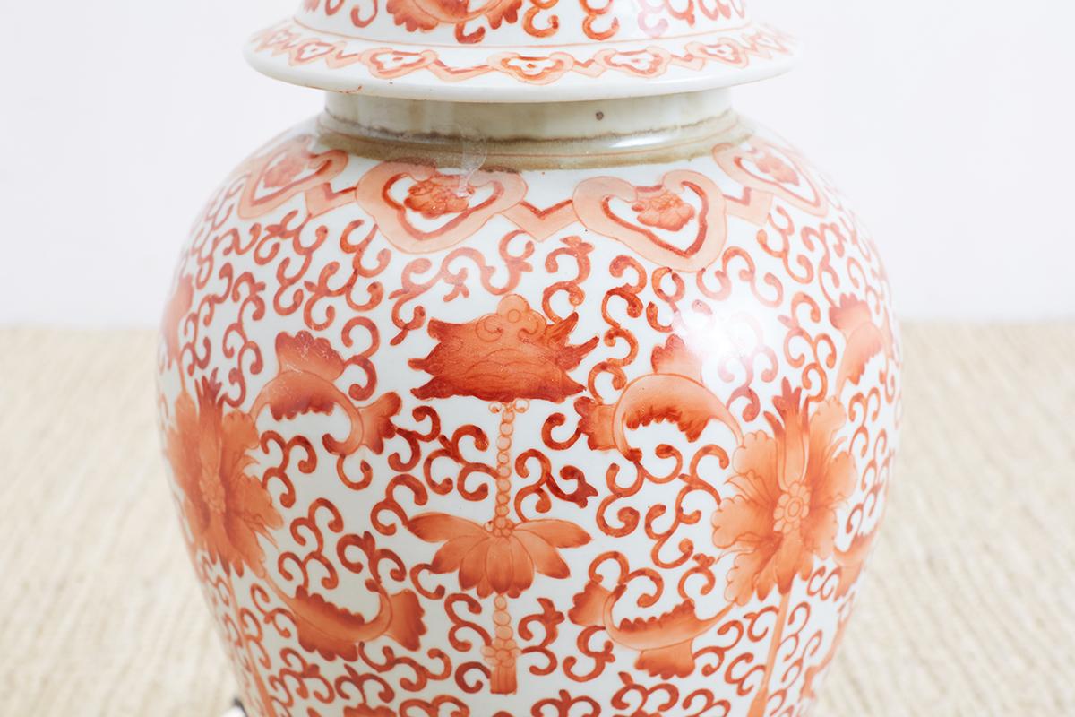 Pair of Chinese Porcelain Floral Ginger Jar Lamps 5