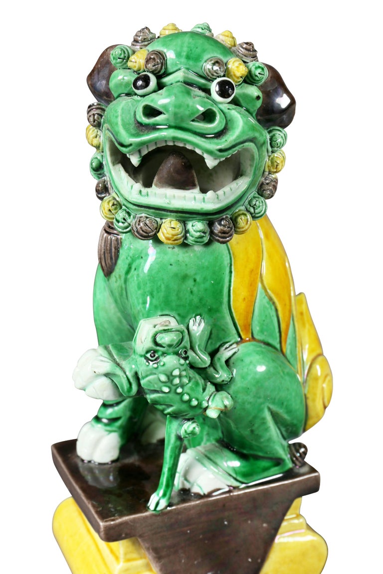 Pair of Chinese Porcelain Foo Dogs For Sale at 1stDibs