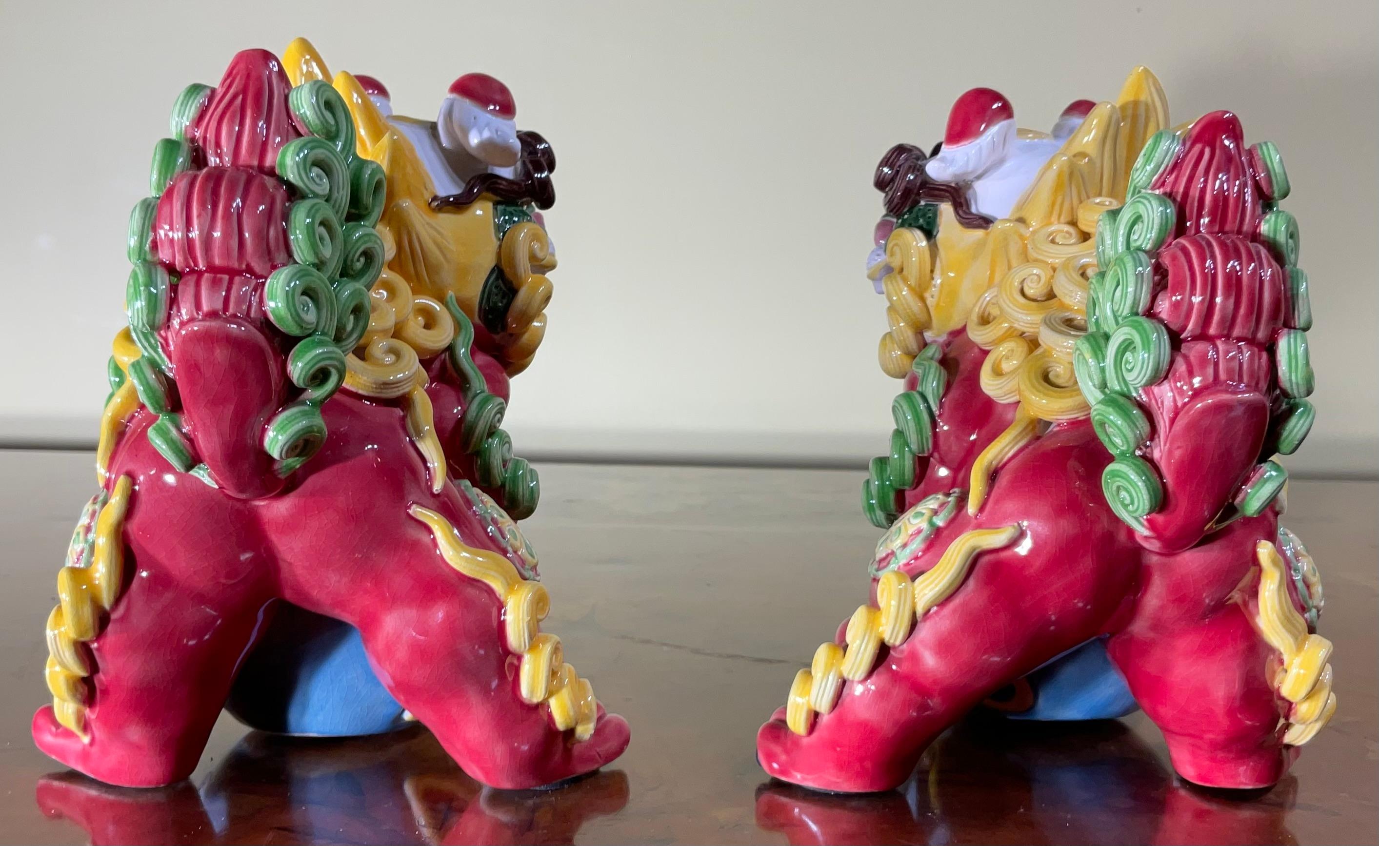 20th Century Pair of  Chinese Porcelain Foo Dogs For Sale
