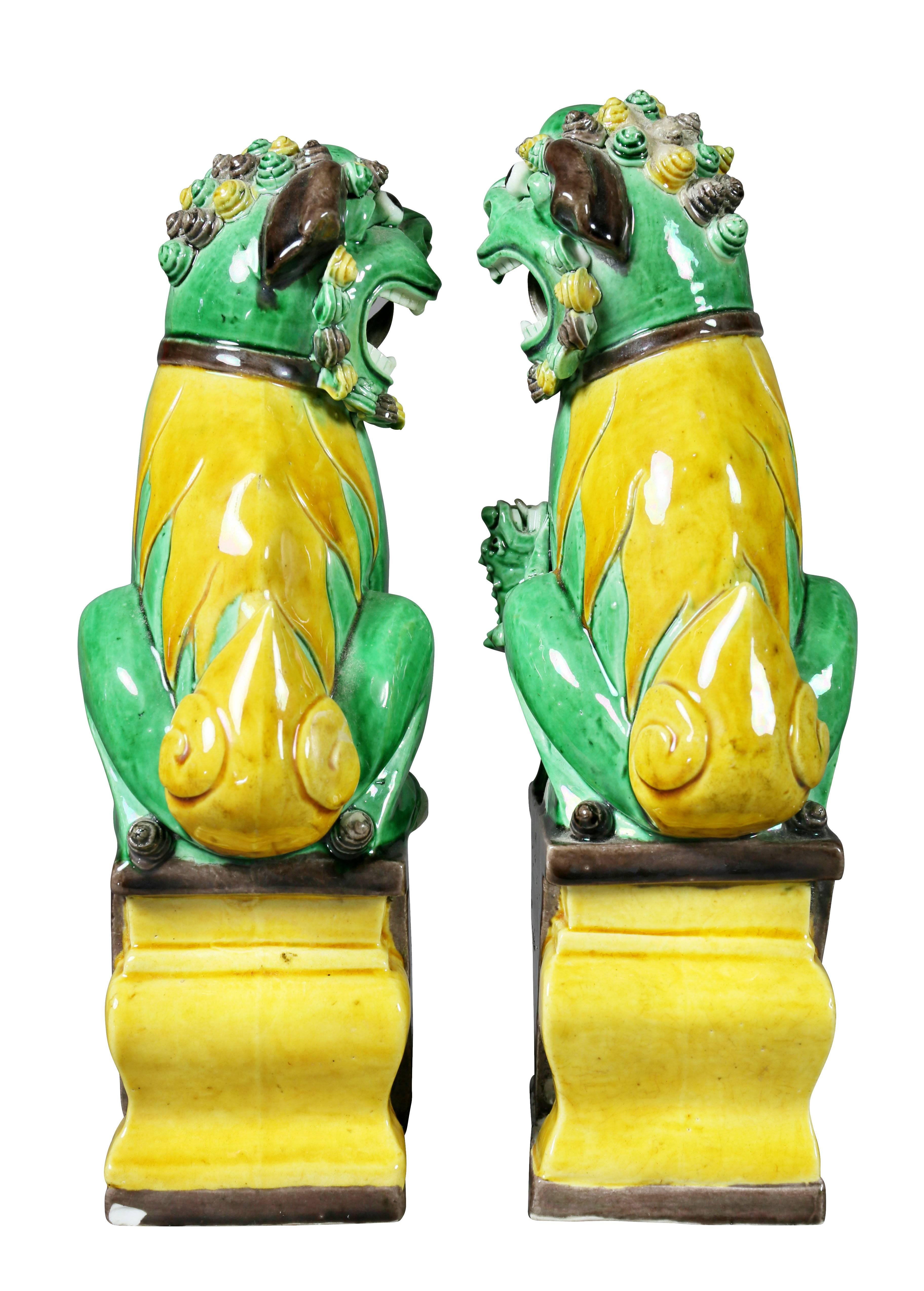 Pair of Chinese Porcelain Foo Dogs For Sale 1