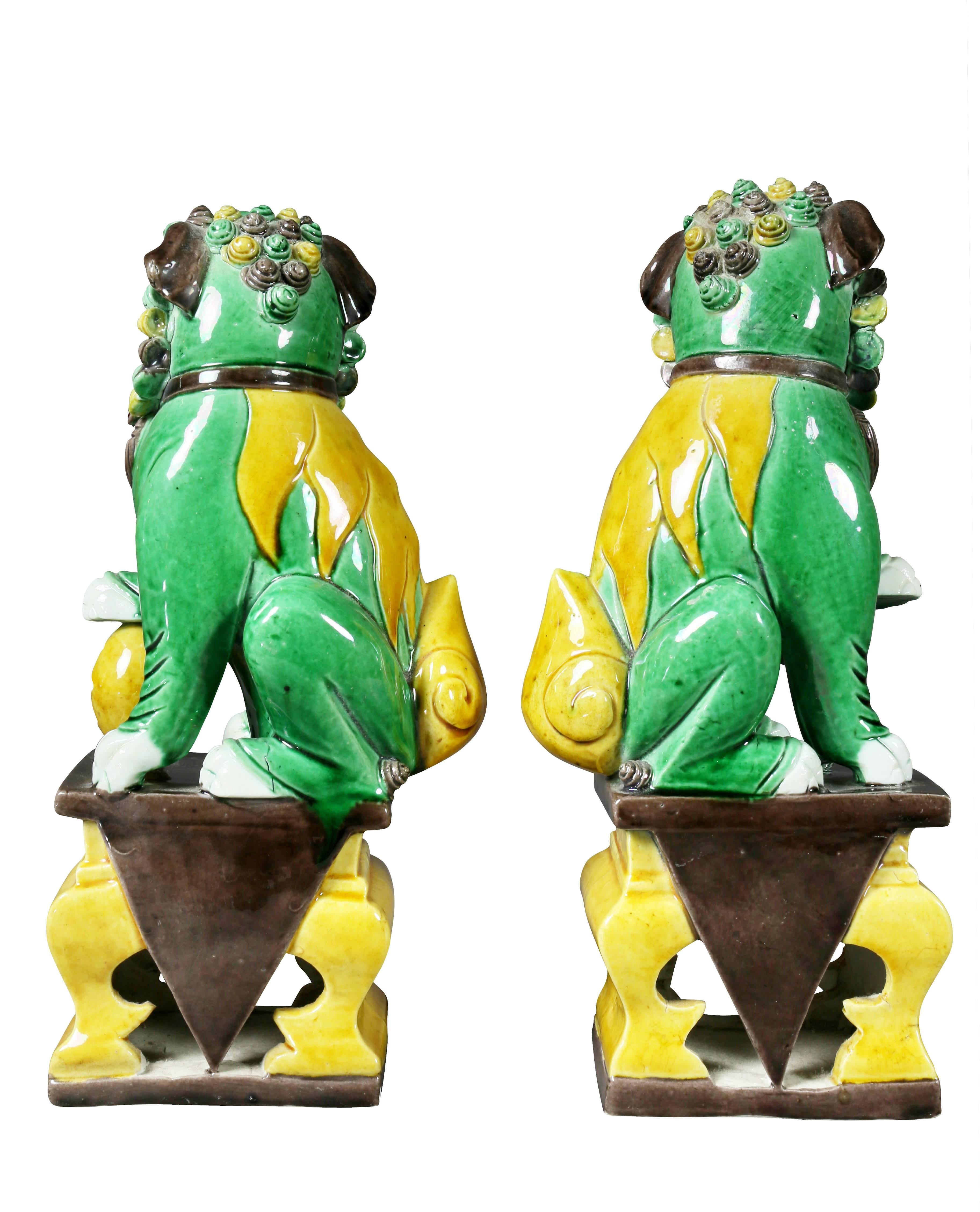 Pair of Chinese Porcelain Foo Dogs For Sale 2