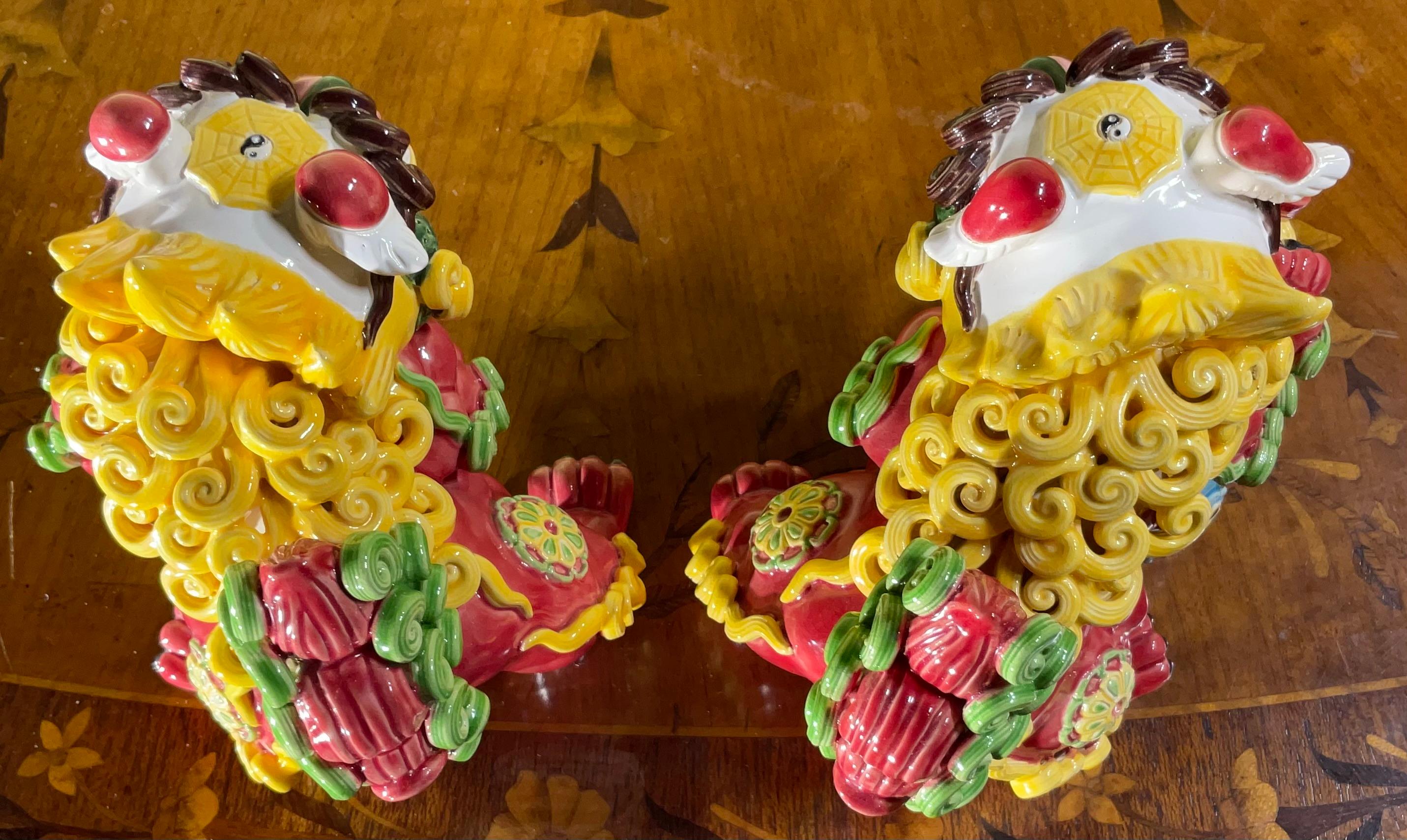 Pair of  Chinese Porcelain Foo Dogs 2