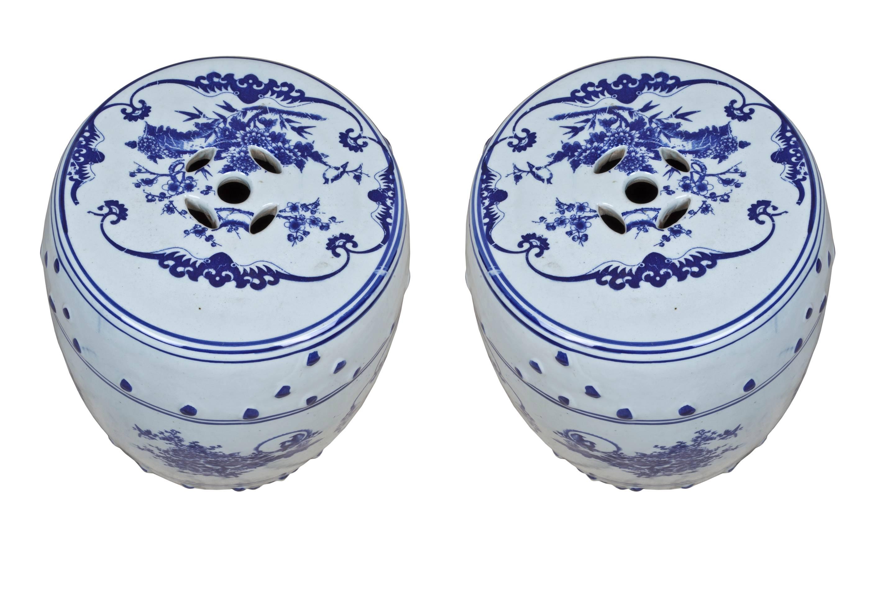 Asian Pair of Chinese Porcelain Garden Seats