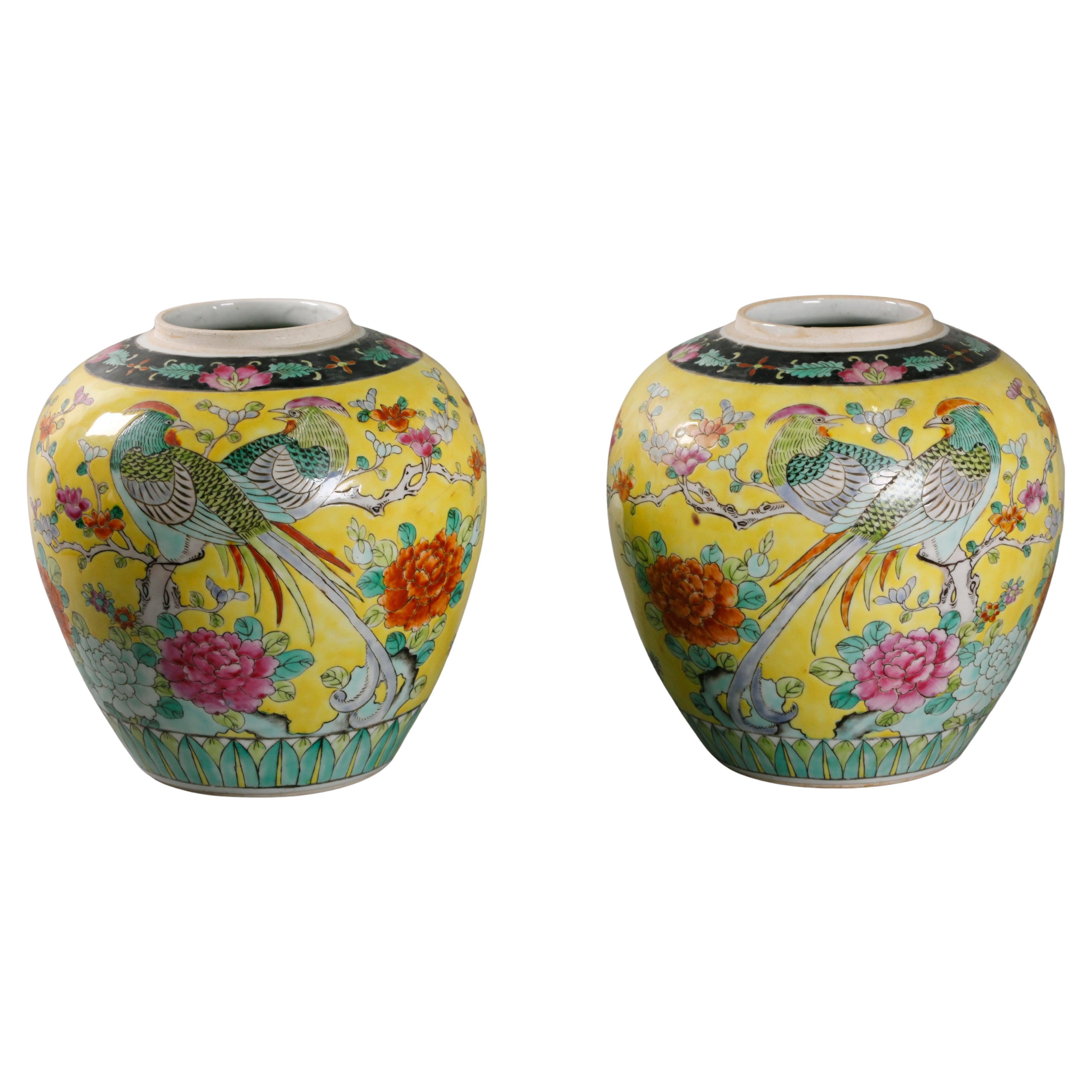 Pareja de jarras de porcelana china, s. XIX
