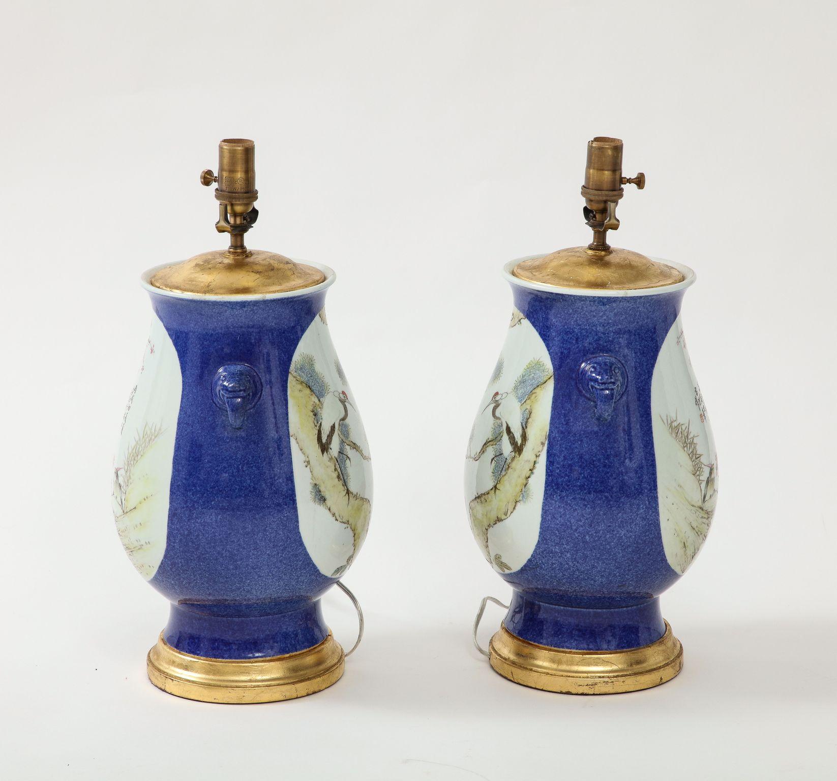Pair of Chinese Porcelain Lamps For Sale 6
