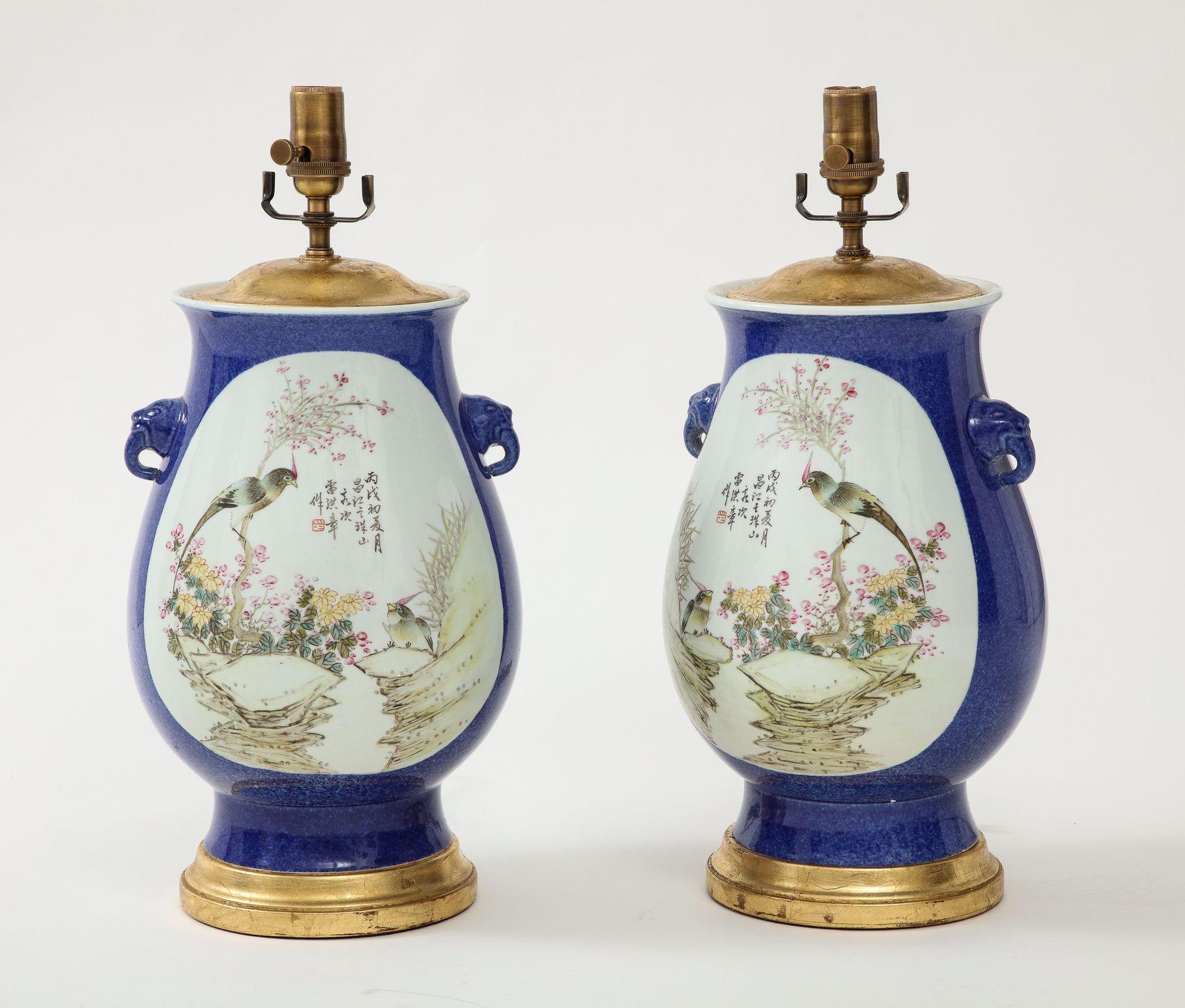 Pair of Chinese Porcelain Lamps For Sale 9