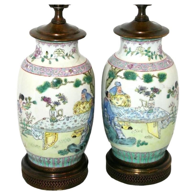 Pair of Chinese Porcelain Lamps